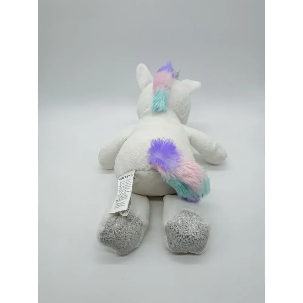 Carters Unicorn Plush Doll Blue Pink Mane Fuzzy Soft Baby Toy Lovey Sparkle 2018